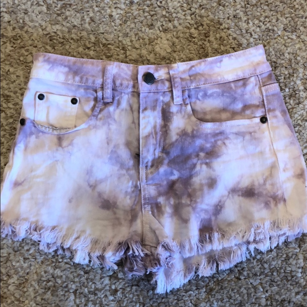 Purple and White Tie-Dye Denim Shorts!!